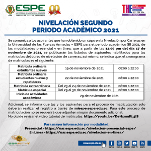 Inicio de Nivelación Segundo Periodo Académico 2021 @ ESPE